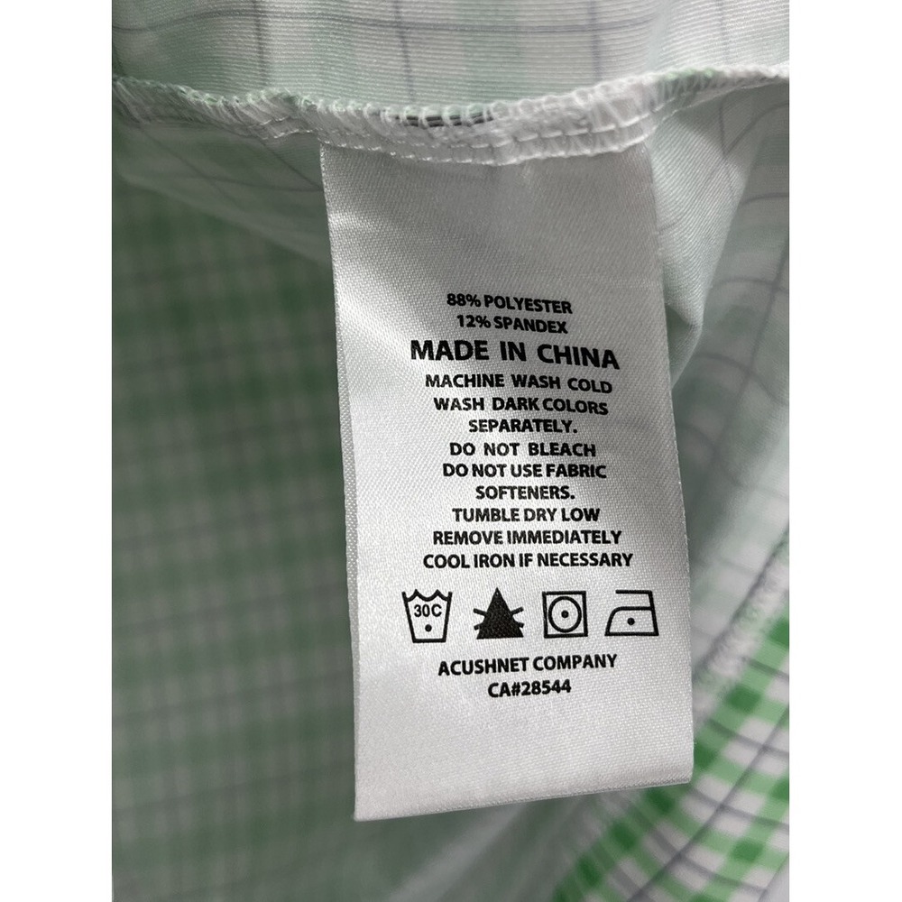 FootJoy Green Plaid Polo Golf Shirt Medium Pocketed Bucks Run Logo - Picture 3 of 5